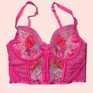 For Love And Lemons Pink Floral Lace Bralette